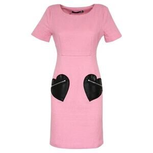 Love Moschino Pink Dress with Black Heart Pockets